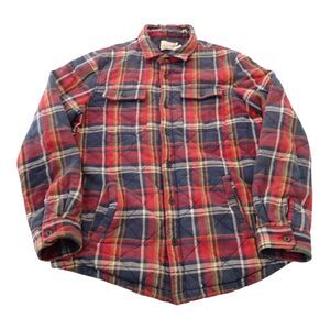UGG Trent Jacket M Quilted Plaid Flannel Lined Button Front Red Navy Shacket